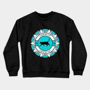 Turquoise I Love My Cat Crewneck Sweatshirt